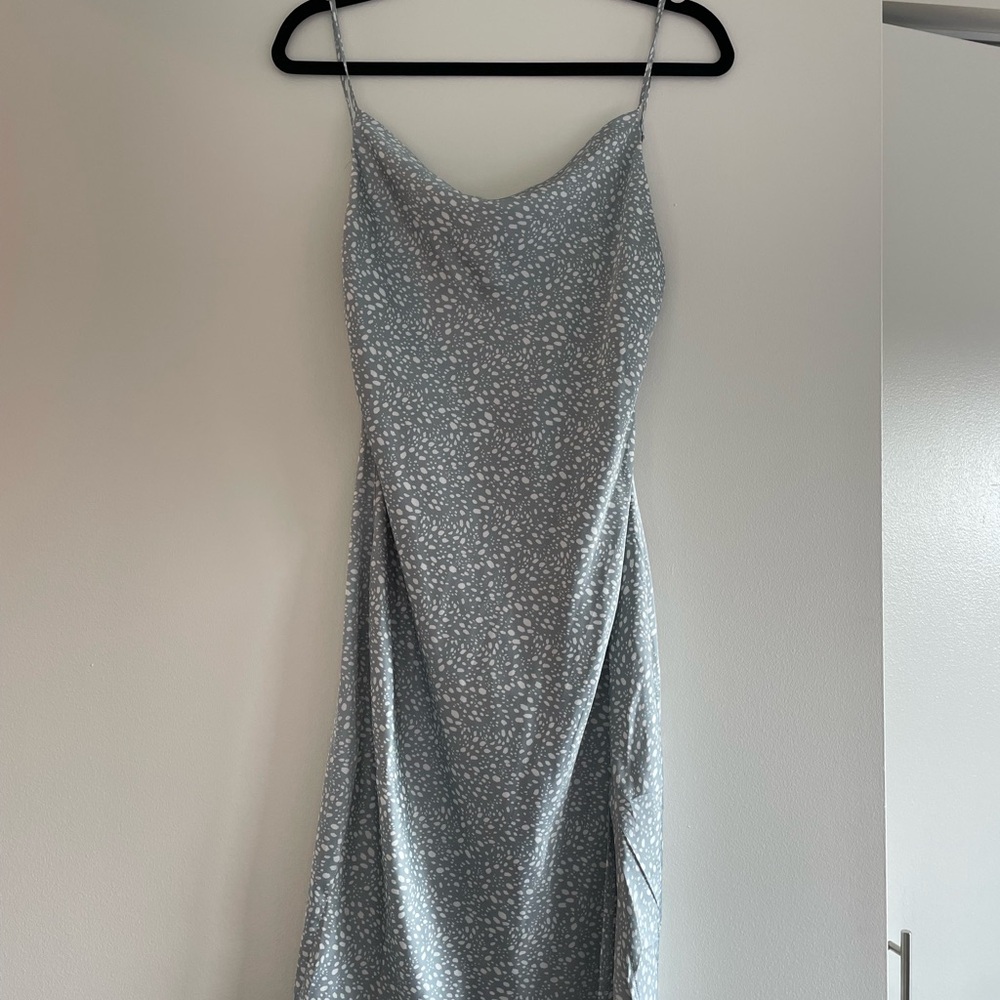 Satin Spotted Cowl Slip Dress
